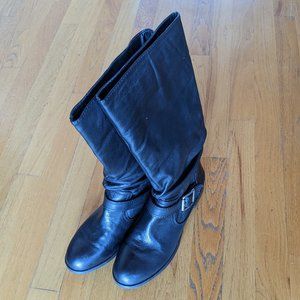 Michelle D Black Leather boots - Like New!